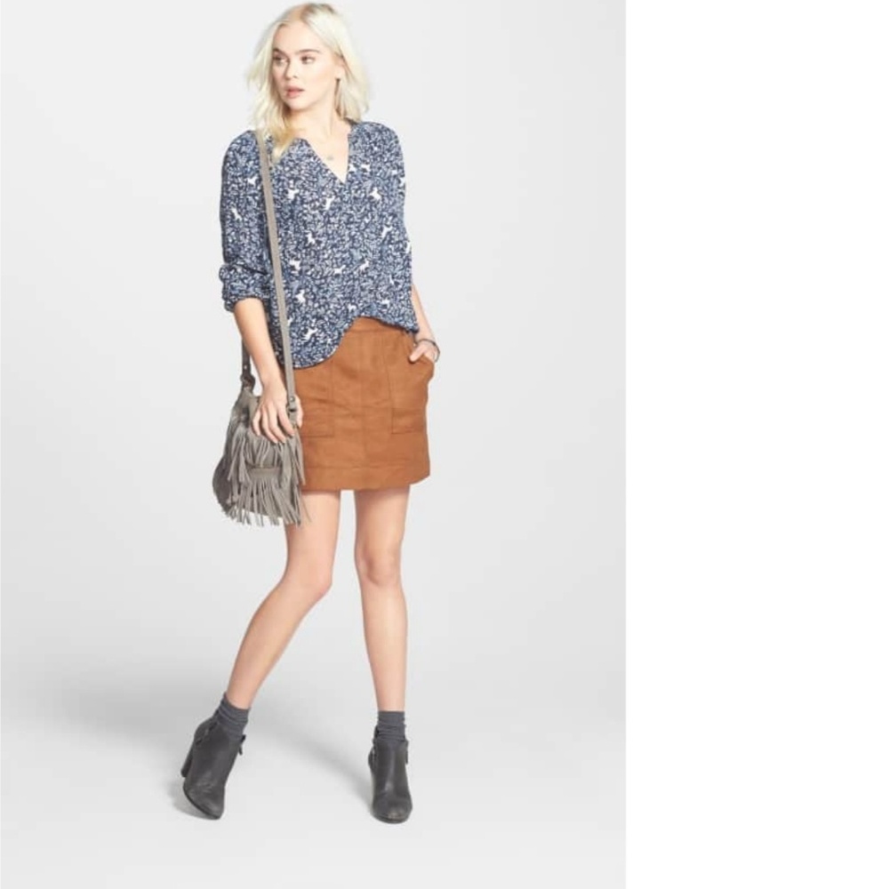 Hinge Luxe Faux Suede Miniskirt
